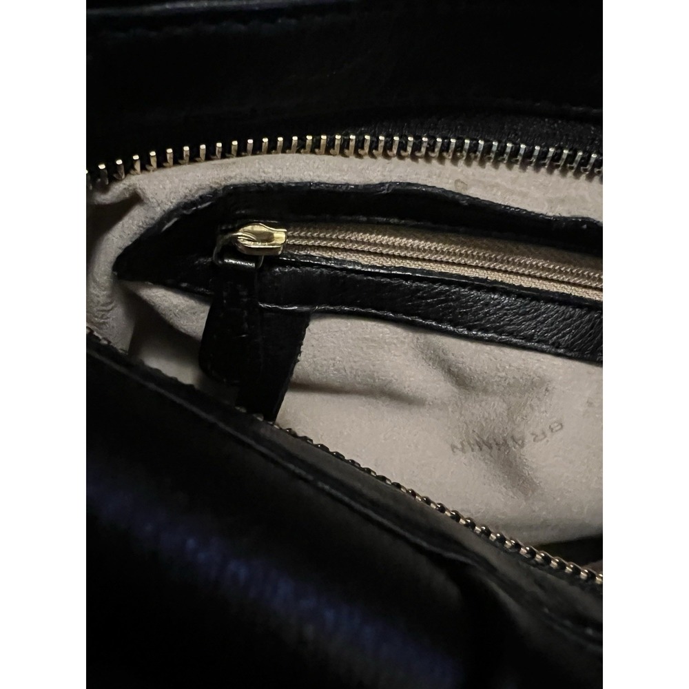 Brahmin Black Leather Shoulder Bag Crocodile Embossed Accents Gold Tone Hardware - Picture 6 of 10